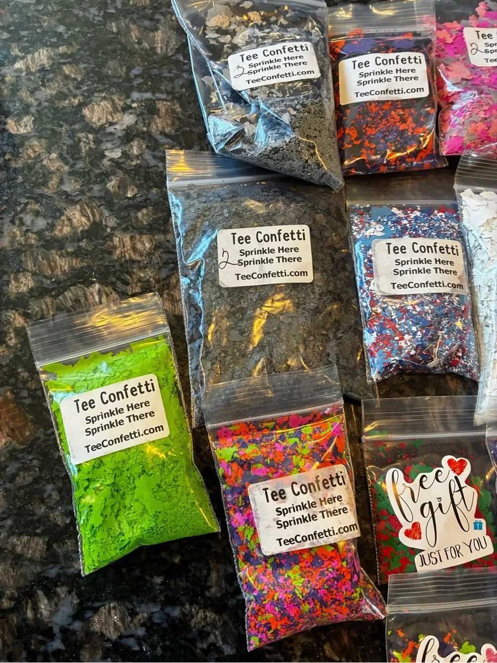 Lot 16 Tee Confetti Screen Print Heat Press Apparel Confetti Packets